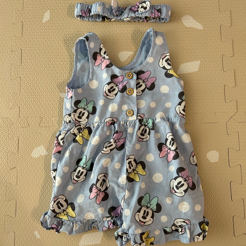 Disney Light Blue Baby Romper and Bow
